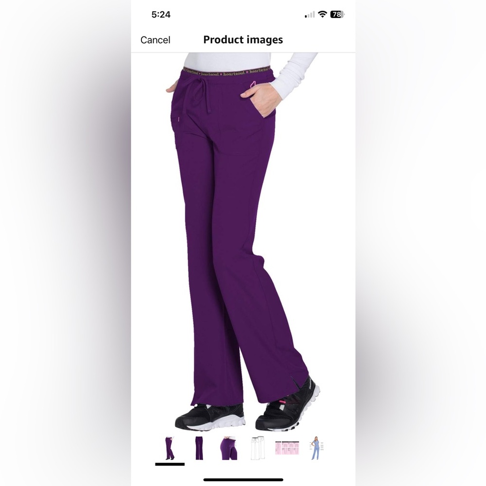 Heart soul break on through - small, tall scrub pants. Eggplant color.